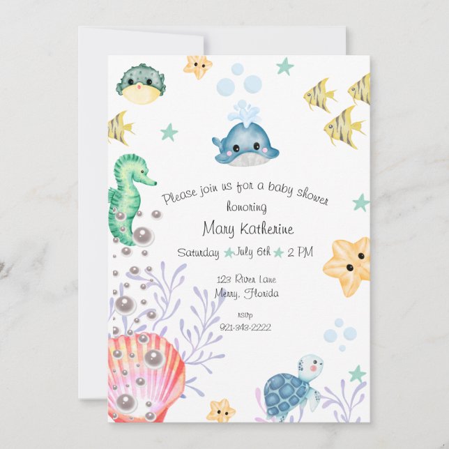 Invitación Under the Sea Baby Shower (Anverso)