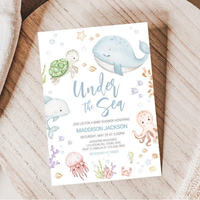 Invitación Under the Sea Baby Shower (Sea Creatures Ocean Baby Shower Invitation)