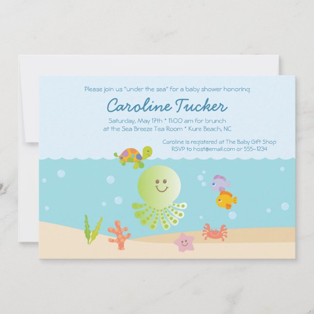Invitación Under the Sea Baby Shower (Anverso)