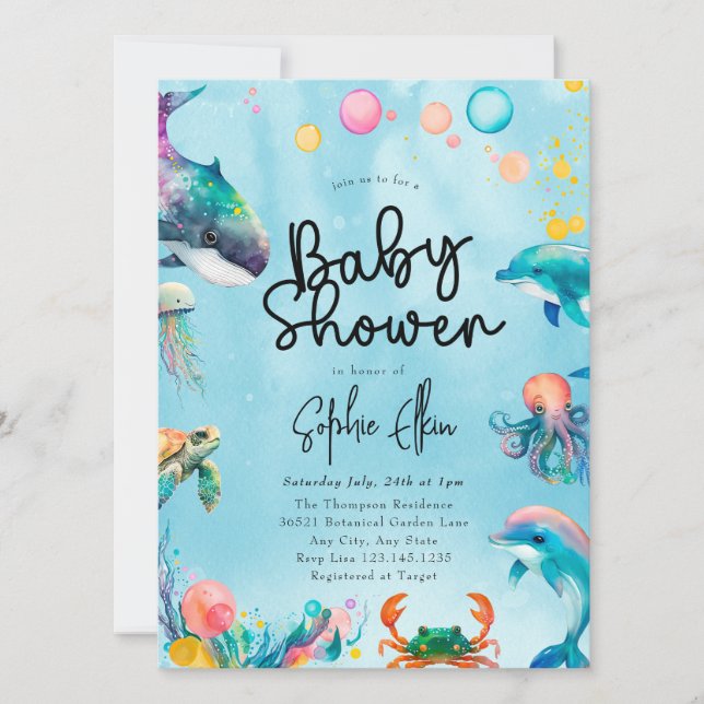 Invitación Under the Sea Baby Shower (Anverso)