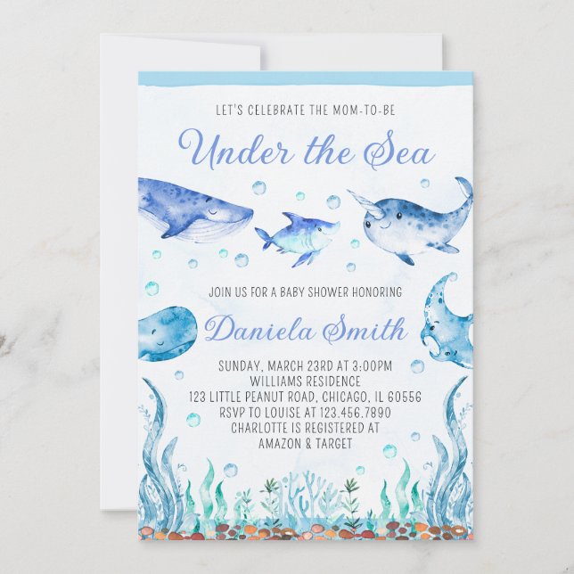 Invitación Under the Sea Baby Shower (Anverso)