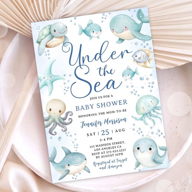 Invitación Under The Sea Baby Shower Boy Cute Ocean  (Subido por el creador)