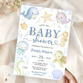 Invitación Under The Sea Baby Shower Boy Ocean