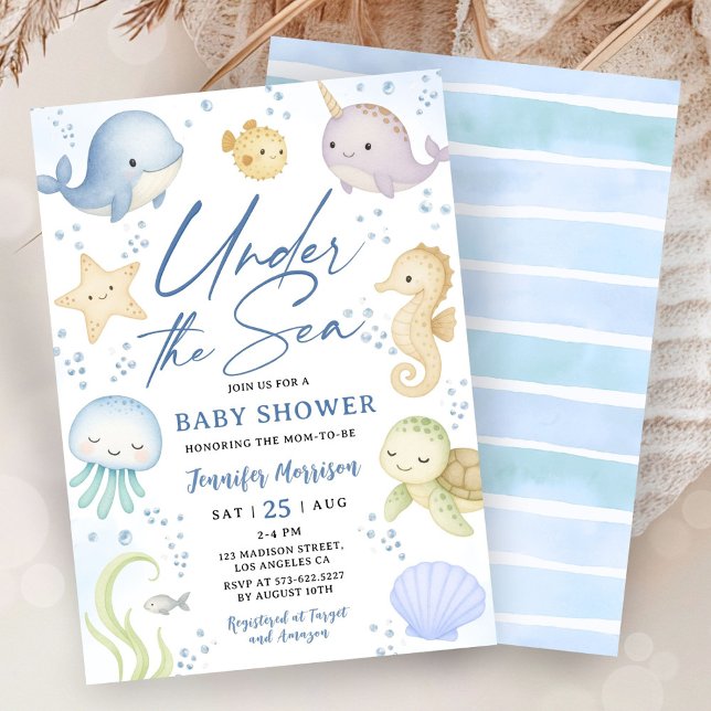 Invitación Under The Sea Baby Shower Cute Ocean (Subido por el creador)