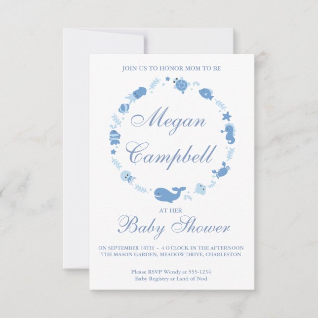 Invitación Under the Sea Baby Shower Invitation (Anverso)