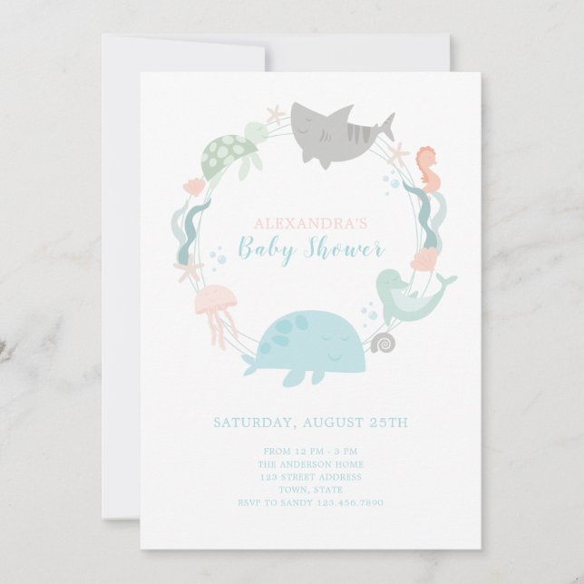 Invitación Under the Sea Baby Shower Invitation (Anverso)