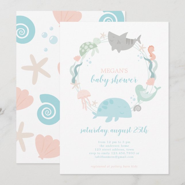 Invitación Under the Sea Baby Shower Invitation (Anverso / Reverso)