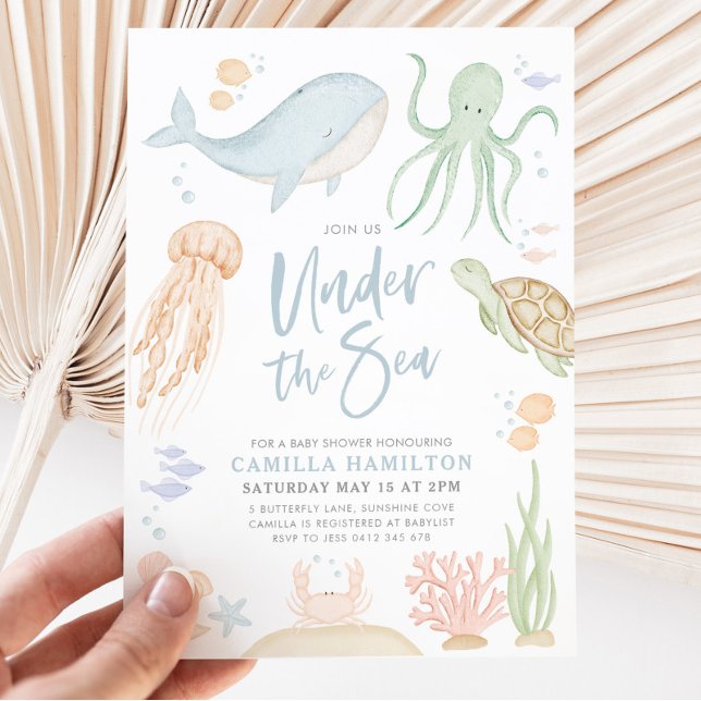 Invitación Under the Sea Baby Shower Ocean Animals Boy (Under The Sea Baby Shower || MATCHING ITEMS AVAILABLE )