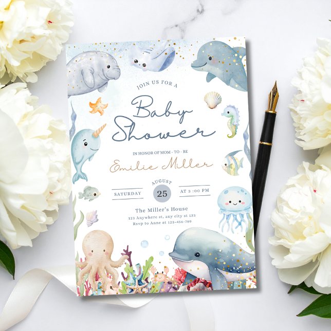 Invitación Under the Sea Baby Shower Ocean Gender Neutral (Subido por el creador)