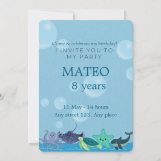 Invitación Under the Sea Birthday for Kids