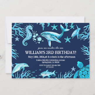 Invitación Under the Sea birthday invitation, ocean boy
