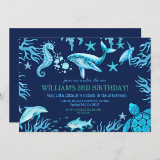 Invitación Under the Sea birthday invitation, ocean boy