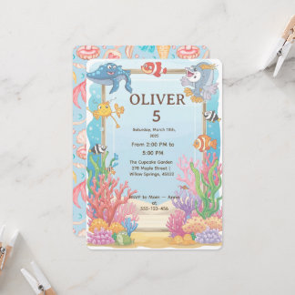 Invitación Under the Sea Birthday Invitation, Oliver 4th 