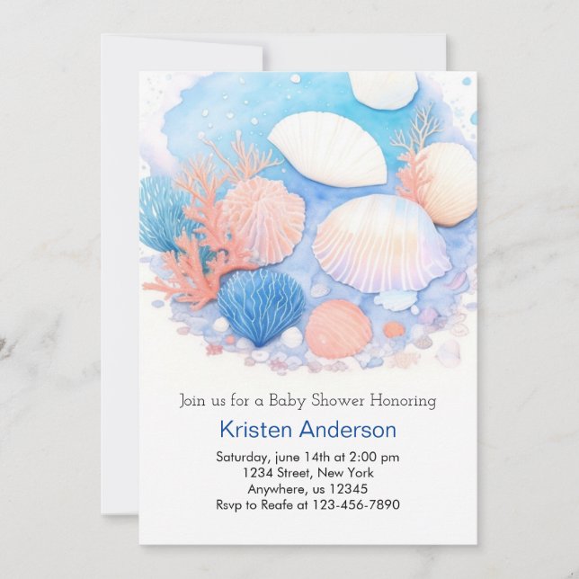 Invitación Under the Sea Blue Adventure Boy Baby Shower (Anverso)
