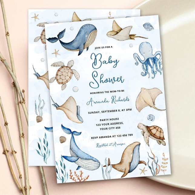Invitación Under the Sea Blue Boy Baby Shower (Subido por el creador)