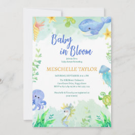 Invitación Under the Sea Blue Green Baby Shower