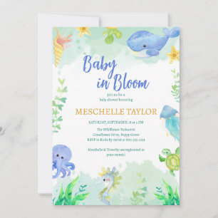 Invitación Under the Sea Blue Green Baby Shower