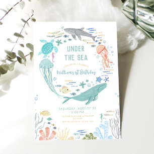 Invitación Under the Sea Boys 1er cumpleaños