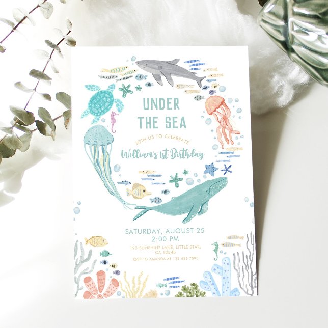 Invitación Under the Sea Boys 1er cumpleaños (Subido por el creador)