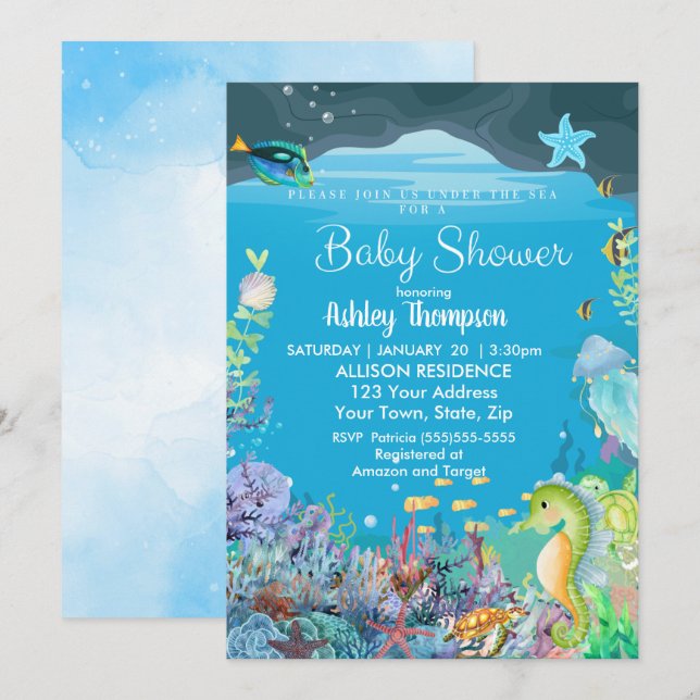 Invitación Under the Sea Boys Baby Shower Invitation (Anverso / Reverso)