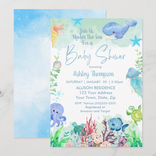 Invitación Under the Sea Boys Baby Shower Invitation (Anverso / Reverso)