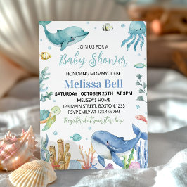 Invitación Under the Sea Cute Ocean Animals Baby Shower