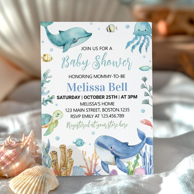 Invitación Under the Sea Cute Ocean Animals Baby Shower (Subido por el creador)