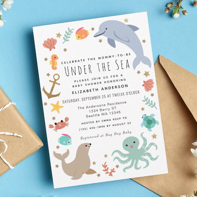 Invitación Under the Sea Cute Ocean Animals Baby Shower (Subido por el creador)