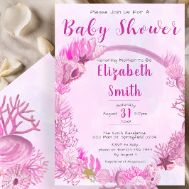Invitación Under the Sea Cute Pink Chica Baby Shower