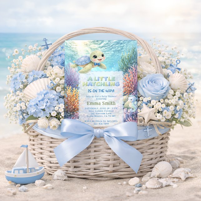 Invitación Under the Sea Cute Turtle Boy Baby Shower (Subido por el creador)