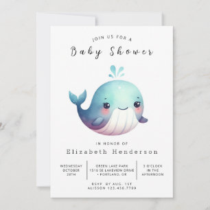 Invitación Under the Sea Digital Whale Baby Shower