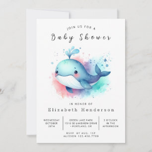 Invitación Under the Sea Editable Whale Baby Shower