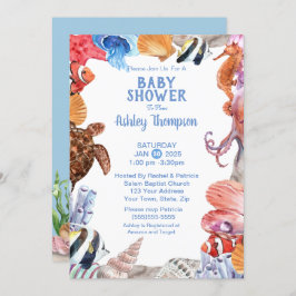 Invitación Under the Sea Life Blue Baby Shower