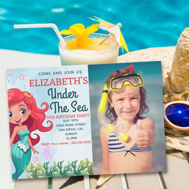 Invitación Under the sea Mermaid Birthday Girl (Subido por el creador)