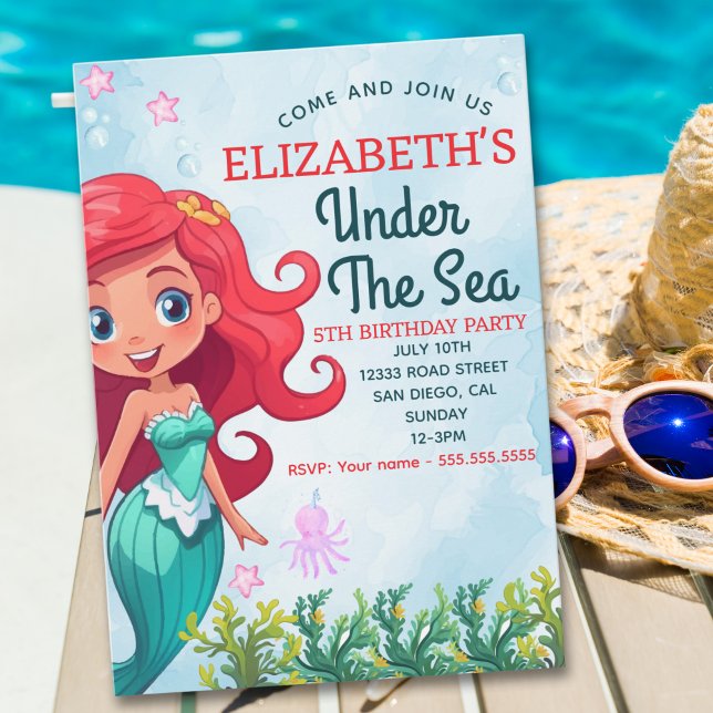 Invitación Under the sea Mermaid Birthday Girl (Subido por el creador)