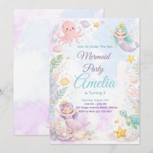 Invitación Under The Sea Mermaid Birthday Invitation