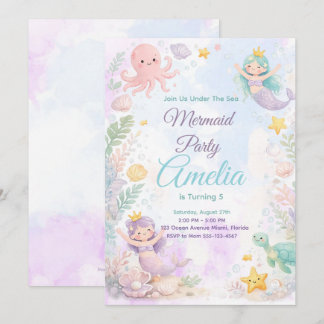 Invitación Under The Sea Mermaid Birthday Invitation