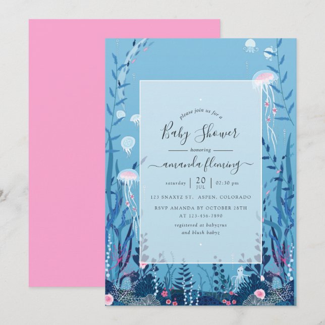 Invitación Under the Sea Nautical Baby Shower (Anverso / Reverso)