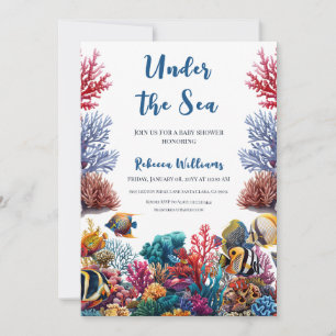 Invitación Under the Sea Nautical Blue Boy Baby Shower
