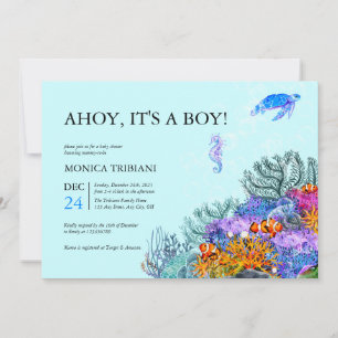 Invitación Under the Sea Nautical Boy Baby Shower Modern