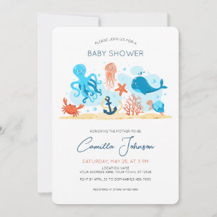 Invitación Under the Sea Ocean Animals Baby Shower