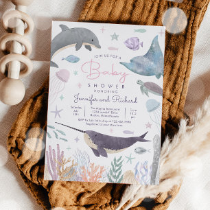 Invitación Under the Sea Ocean Animals Baby Shower