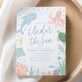 Invitación Under the Sea Ocean Animals Baby Shower
