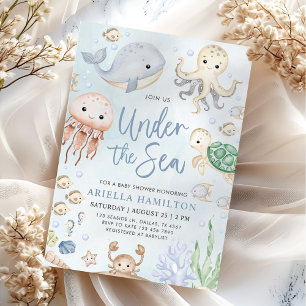 Invitación Under the Sea Ocean Animals Baby Shower