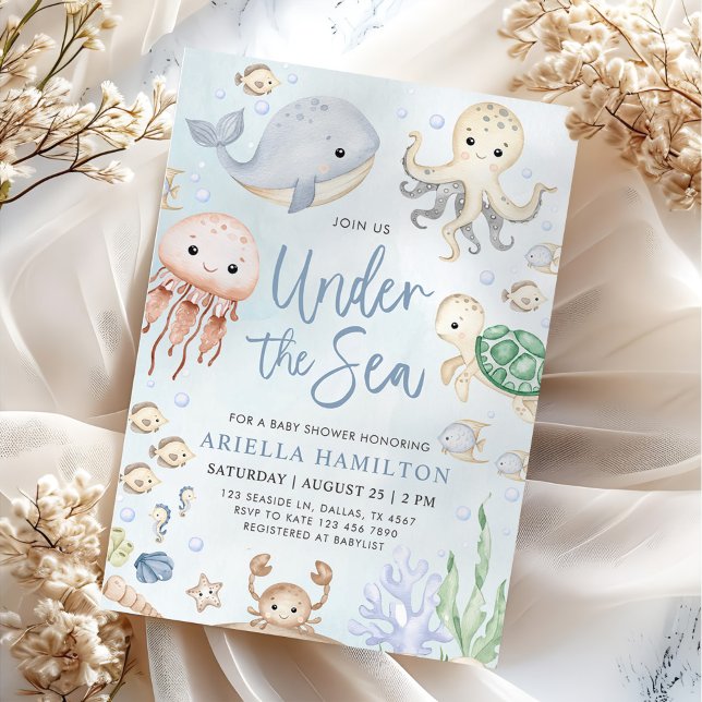 Invitación Under the Sea Ocean Animals Baby Shower (Subido por el creador)