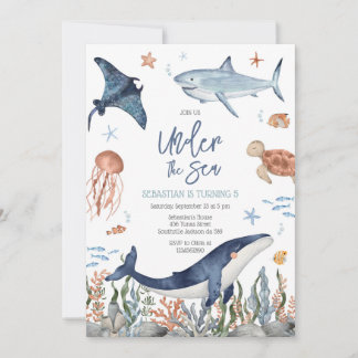 Invitación Under the Sea Ocean Animals Birthday Party