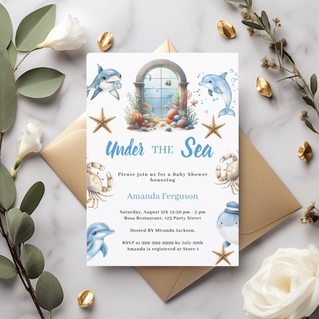 Invitación Under the sea ocean animals boy Baby Shower (Subido por el creador)