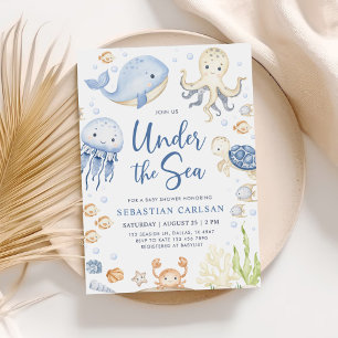 Invitación Under the Sea Ocean Animals Boy Baby Shower