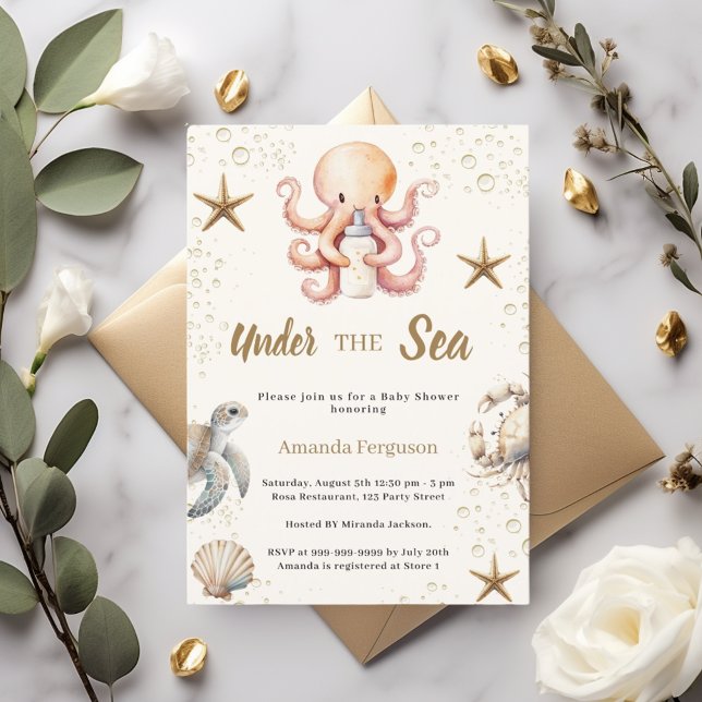Invitación Under the sea ocean animals girl Baby Shower (Subido por el creador)