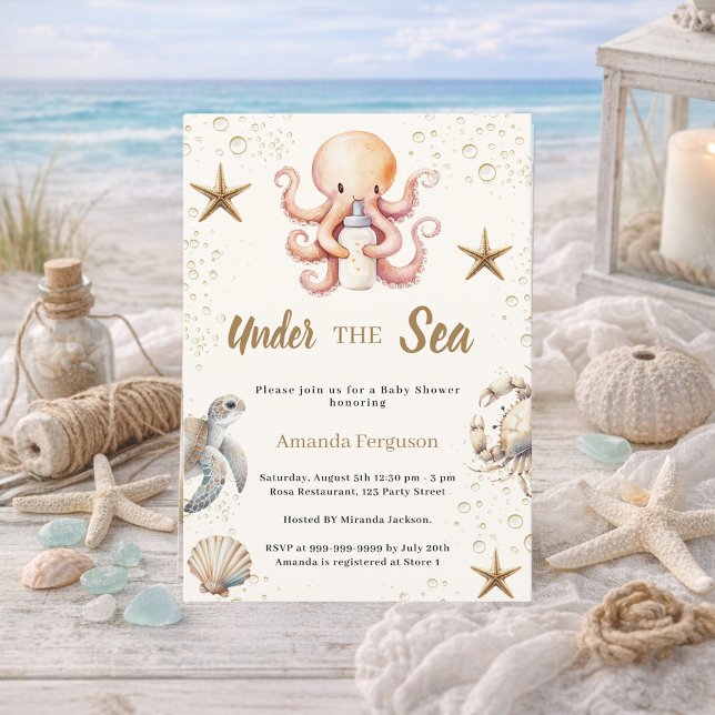 Invitación Under the sea ocean animals girl Baby Shower (Subido por el creador)